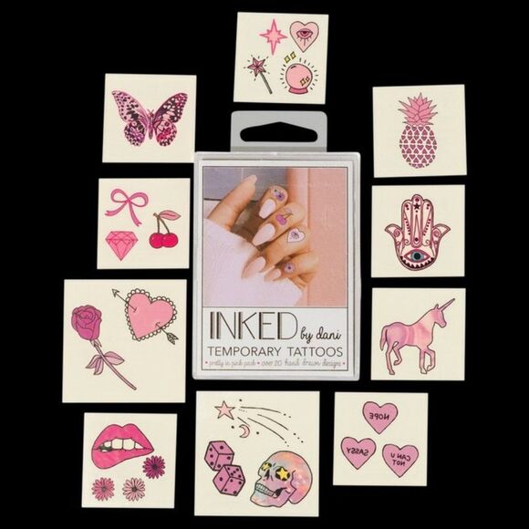 Pink Temporary Tattoos Pack  - New - Picture 4 of 5